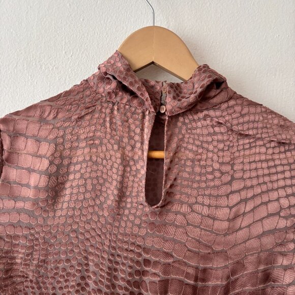 Reiss Della Burnout Snake Print Silk Blend Blouse - Picture 9 of 10